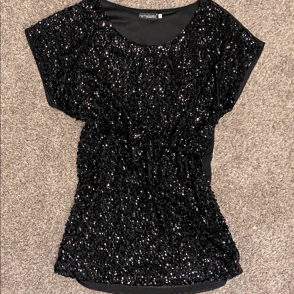 Sequin glitter black top